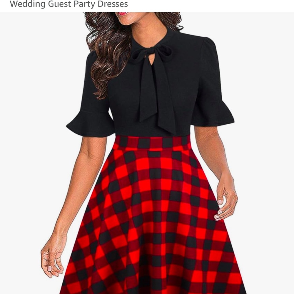 Stylish Black and Red Buffalo Plaid Dress